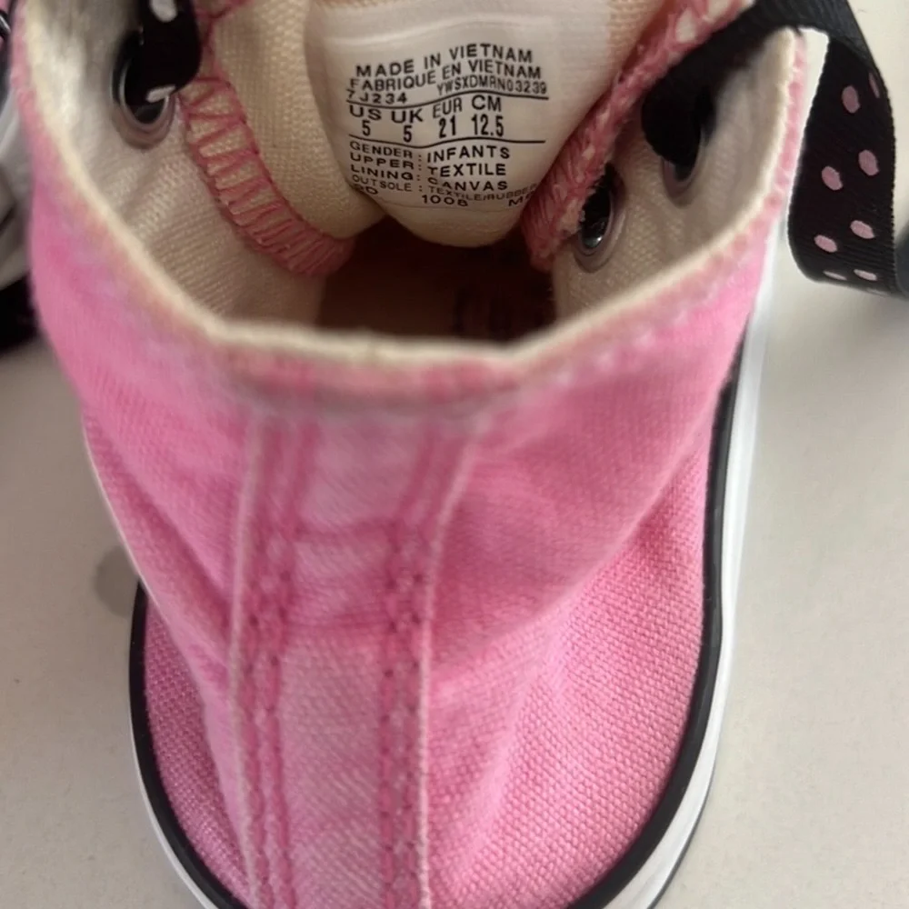 Converse Pink Minnie Mouse Bling Toe Hightop Sneakers Little Girls Sz 5
